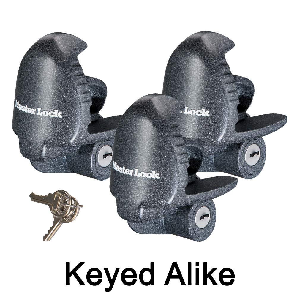 Master Lock 379KA-3 mounted on a coupler demonstrates universal fit and simple security