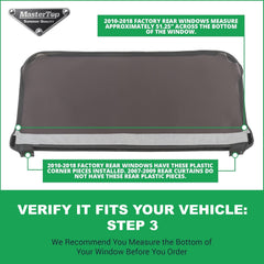 Clear MasterTop rear window enhances visibility while driving.