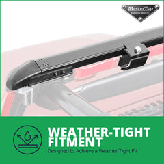 Durable black powder coat finish on MasterTop windshield header.