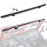 MasterTop no-drill windshield header for Jeep TJ with Bimini top attachment.