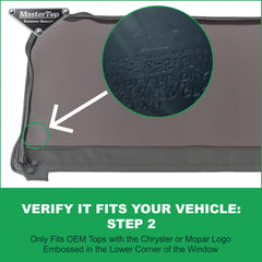 Measurement guide for ensuring correct MasterTop rear window fit.