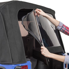 MasterTop rear window for Jeep Wrangler JK with OEM fit and clear visibility.