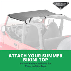 MasterTop windshield header enabling Bimini top installation on TJ Wranglers.