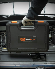 MateAuto collapsible fluid funnels store compactly for spill-free filling.