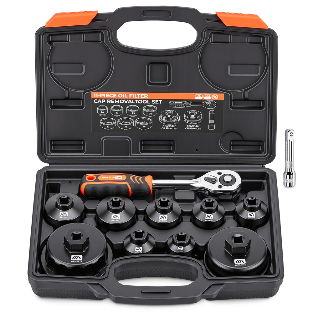 MateAuto oil filter socket set with 3/8-inch drive ratchet for versatile maintenance