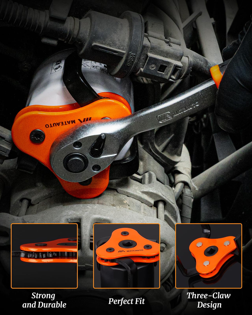 MateAuto stainless steel bands with dimpled texture ensure secure grip.