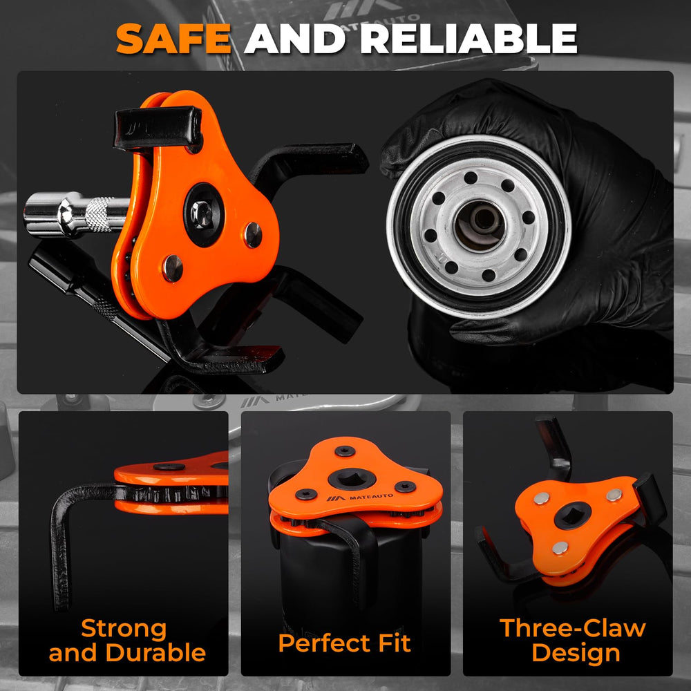 MateAuto Universal 3-Jaw Wrench with dual drive adapter for tight spaces.