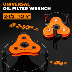 MateAuto Universal 3-Jaw Wrench engages gear-driven jaws for broad compatibility.