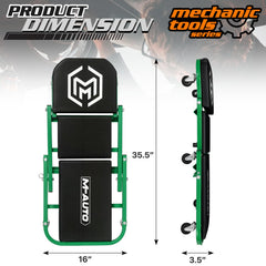 M-AUTO Z creeper converted to seat for comfortable maintenance.