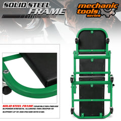 M-AUTO creeper features six polyurethane swivel casters for smooth mobility.