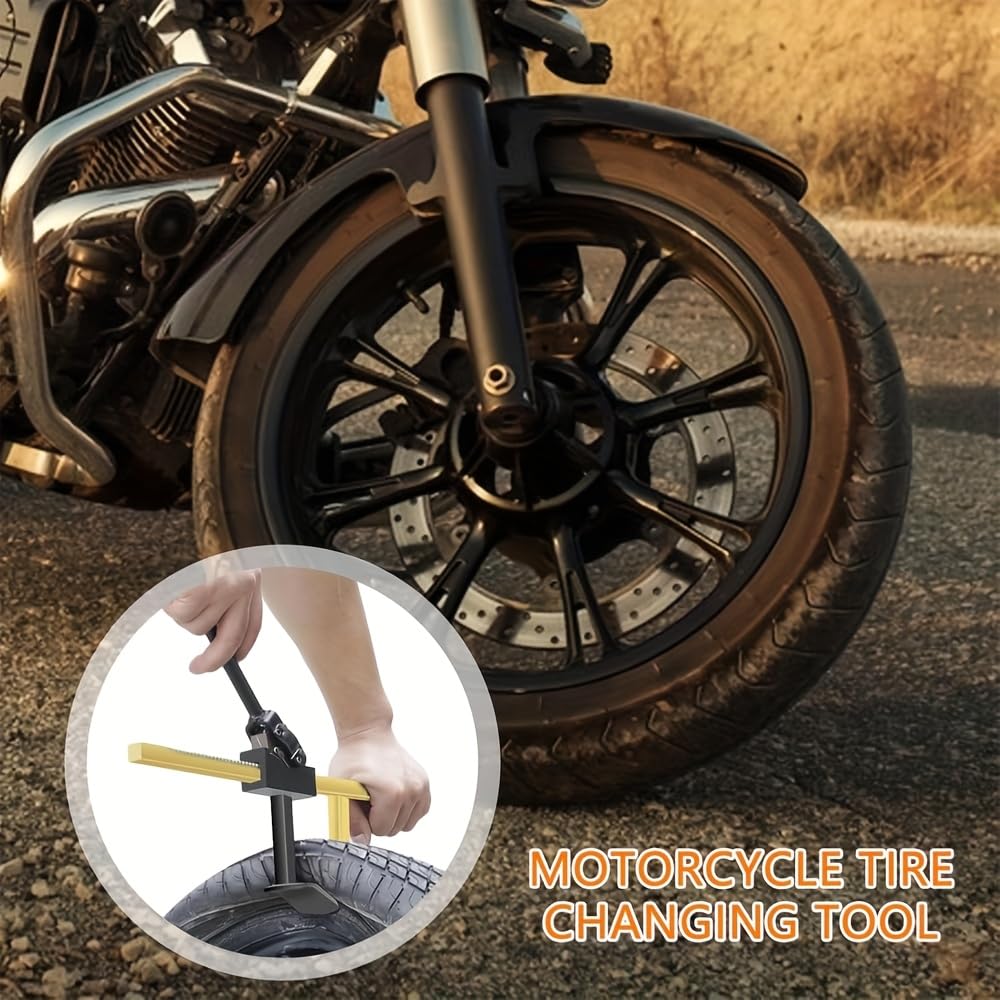 Mautopily bead breaker shown with standard tire irons