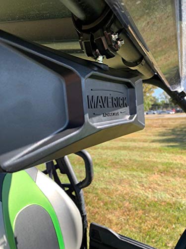 Maverick Advantage universal UTV mirror mounted on round roll bars offers flexible, quick adjustment.