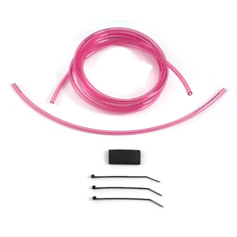 Max-Motorsports vent hose kit contents with 4mm and 3.2mm hoses for flexible carb routing.