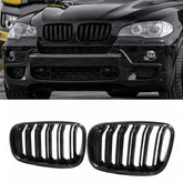 MAXDOM BMW front upper grille gloss black finish enhances bold front-end styling.