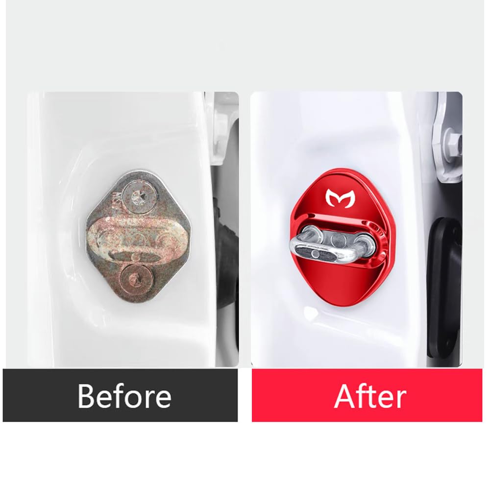 MAXDOOL red finish door lock cover enhances visibility and protection.
