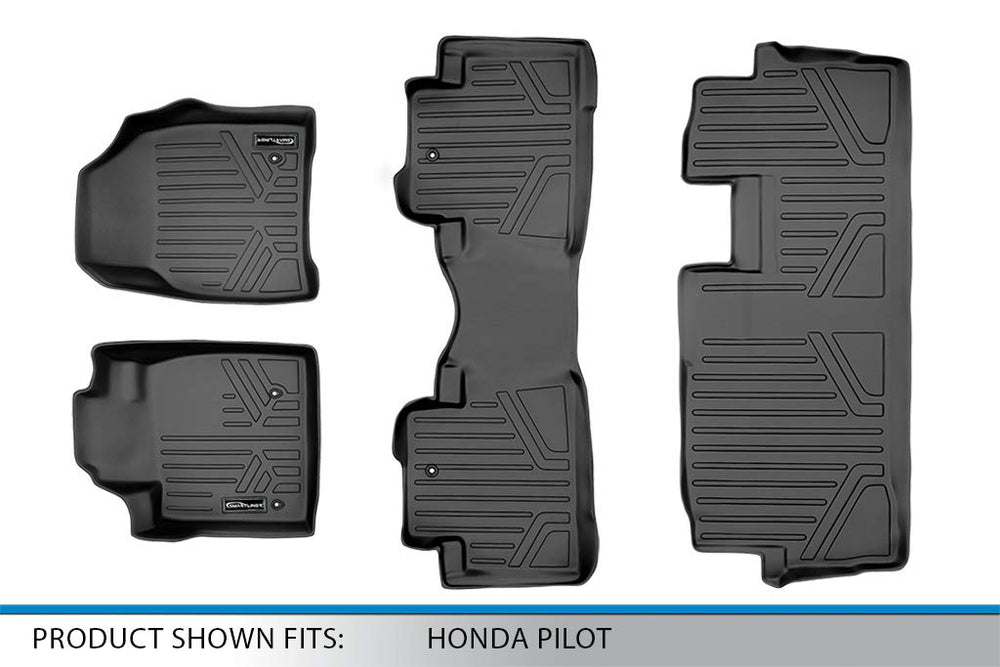 maxliner honda pilot third-row mats fit snugly and trap dirt.