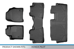 maxliner honda pilot third-row mats fit snugly and trap dirt.