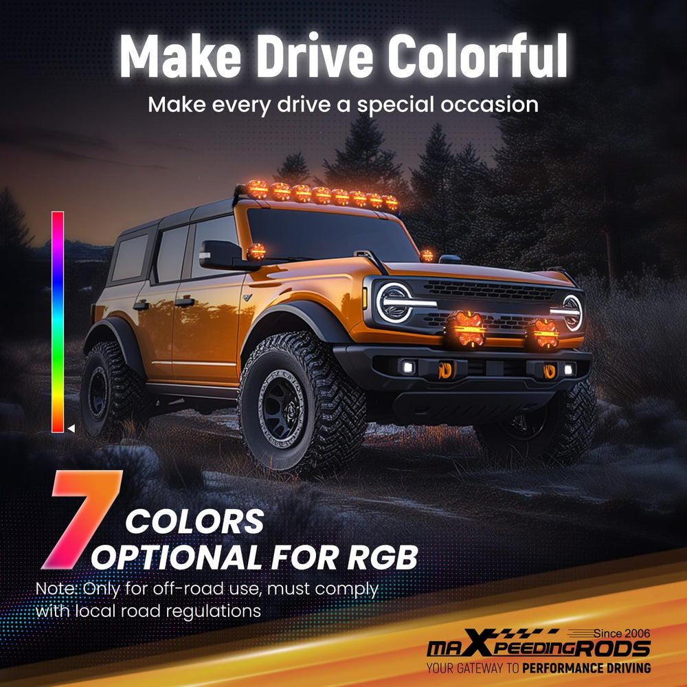 maXpeedingrods 3.5 inch off road light on roof mount provides elevated field of view