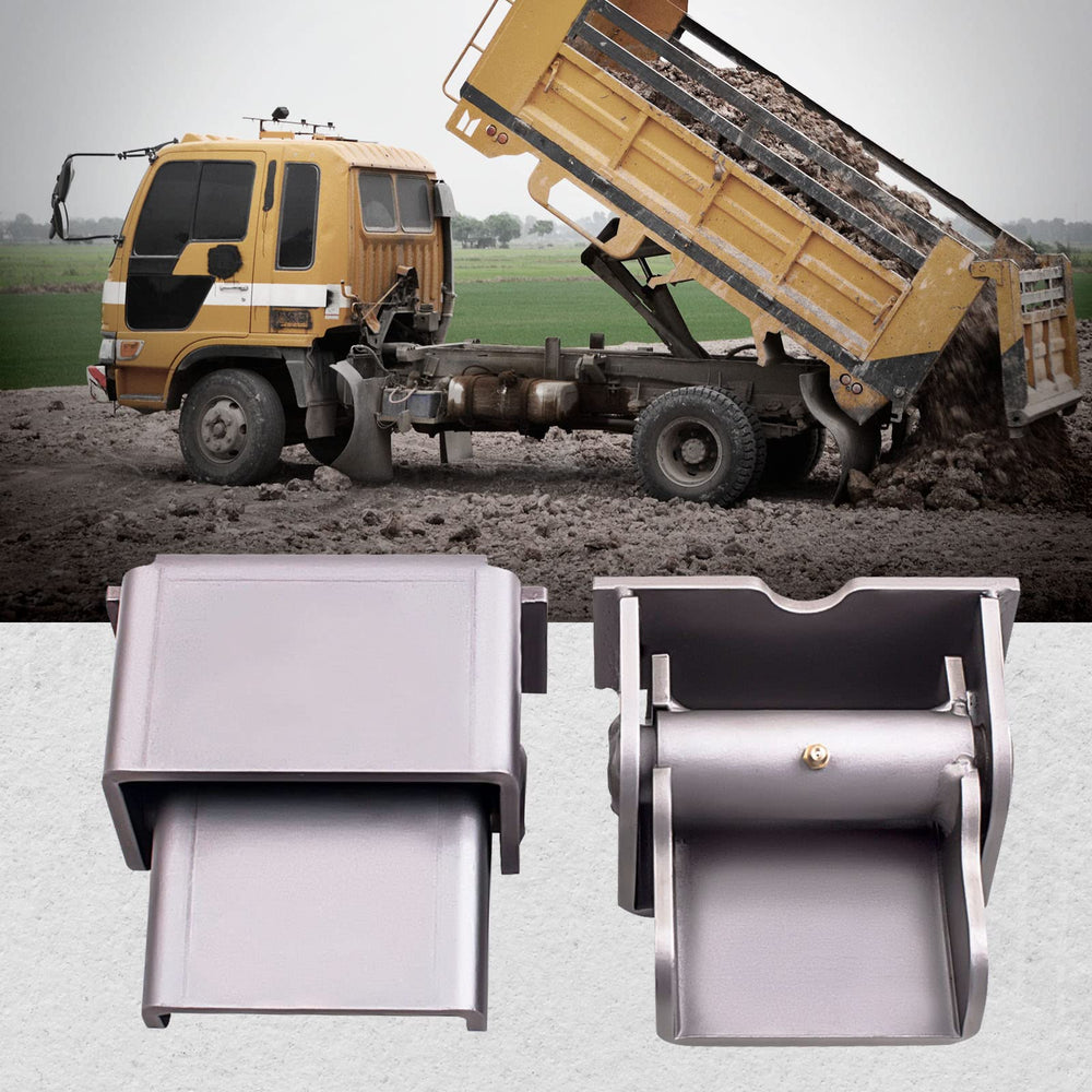 maXpeedingrods heavy-duty dump hinge shown in solid steel construction.