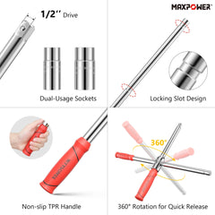 MAXPOWER lug wrench socket 21-23 mm for broad vehicle compatibility