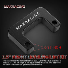 MAXRACING 1.5 leveling kit installation steps showing simple bolt on process.