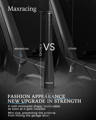 Close-up of black anodized coating on MAXRACING antenna, corrosion resistance.