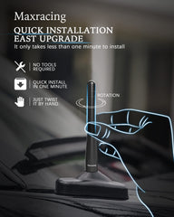 Rear view of MAXRACING antenna, compact profile reduces obstruction.