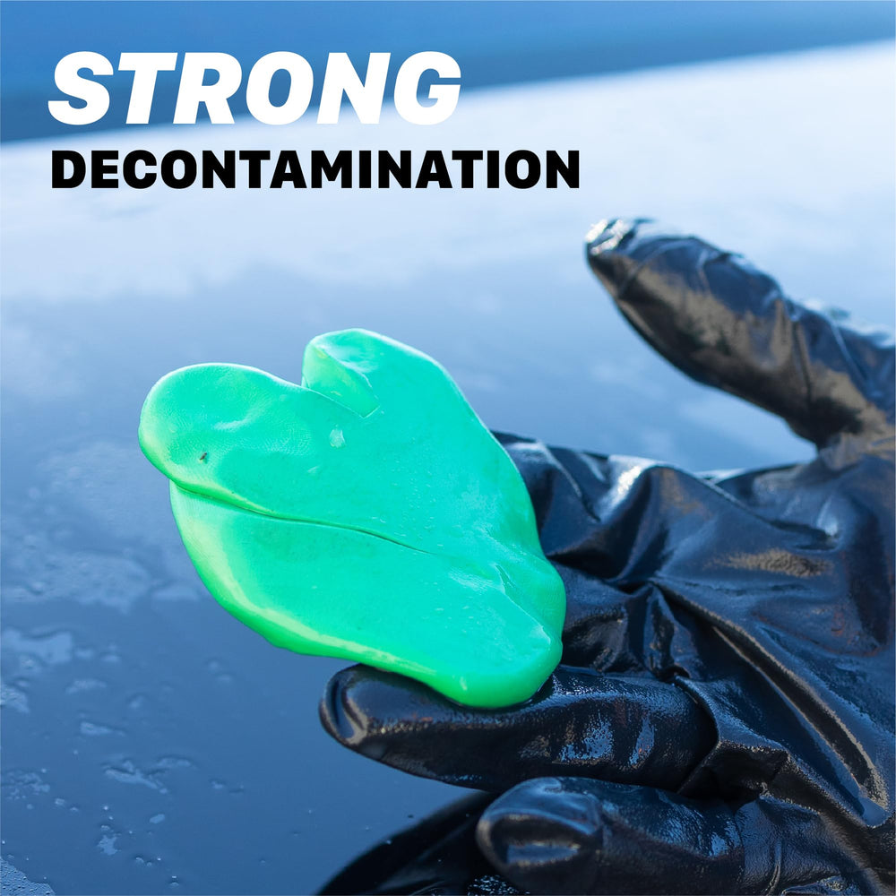 Maxshine clay bar lifting embedded contaminants from paint.