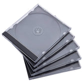 Maxtek standard CD jewel case with black tray, front view for easy disc viewing.