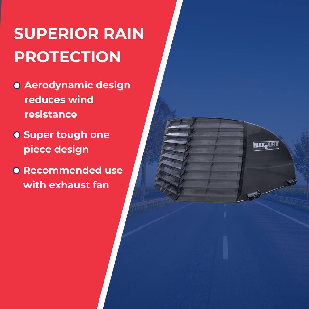 MAXXAIR Maxx II vent cover in smoke, top view, features aerodynamic silhouette.
