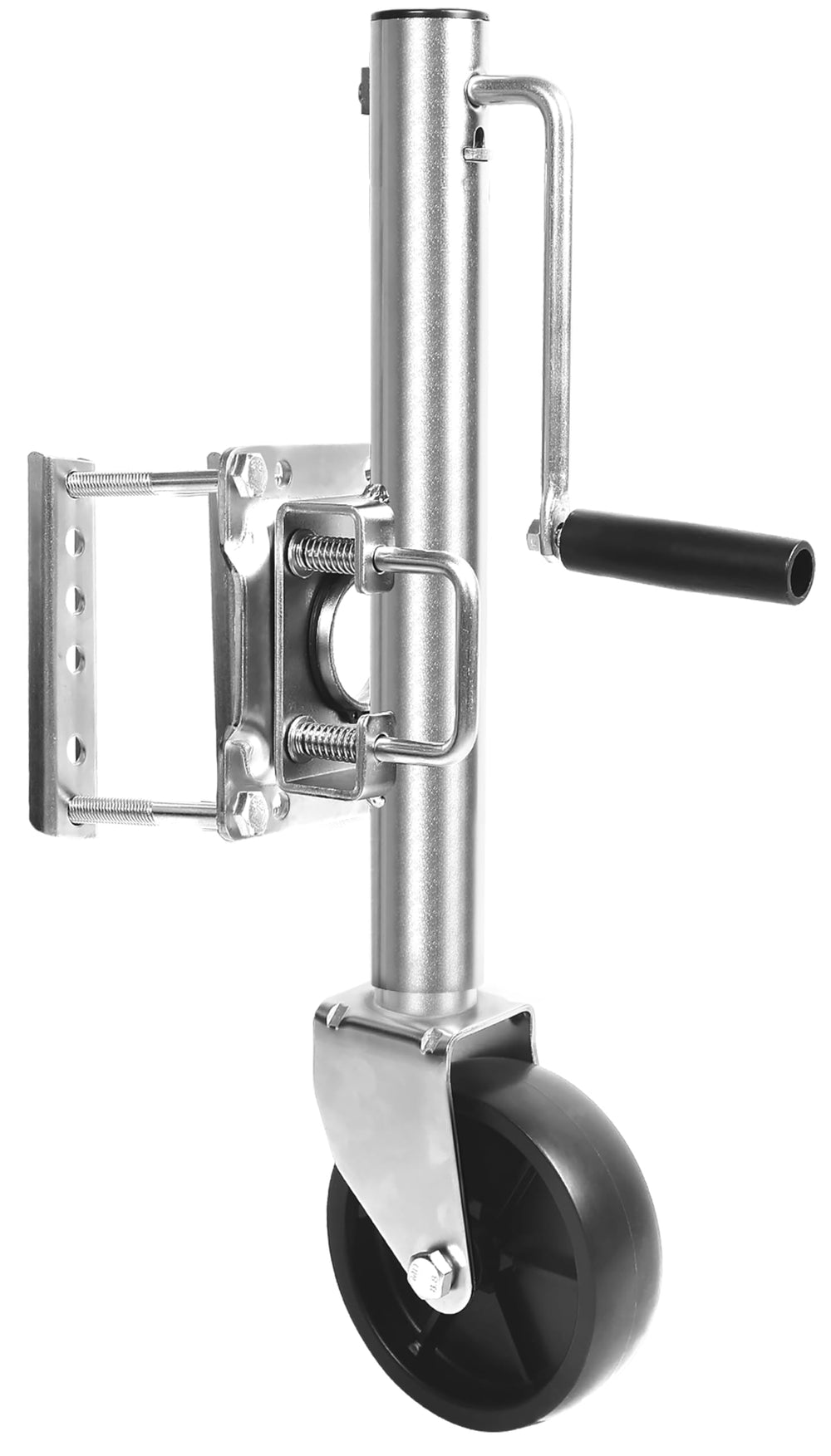 MaxxHaul 10-inch lift swing back trailer jack stabilizing a utility trailer