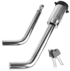 MAXXHAUL 50058 hitch lock with rugged chrome finish guards your trailer hitch.