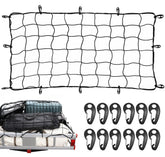MAXXHAUL cargo net shows 36x60 unstretched coverage securing large loads on a truck bed.