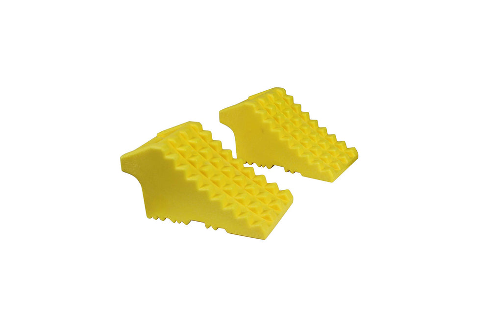 MAXXHAUL heavy-duty poly foam wheel chock provides stable positioning for cars and trailers