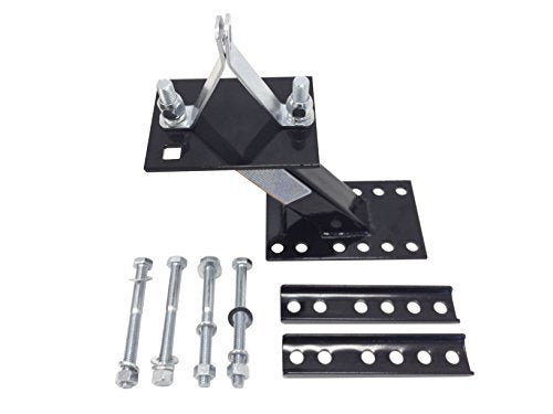 Closeup of MAXXHAUL tire locking bracket securing the spare
