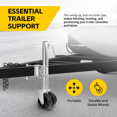 MaxxHaul jack with dual wheels improves maneuverability on heavier loads.