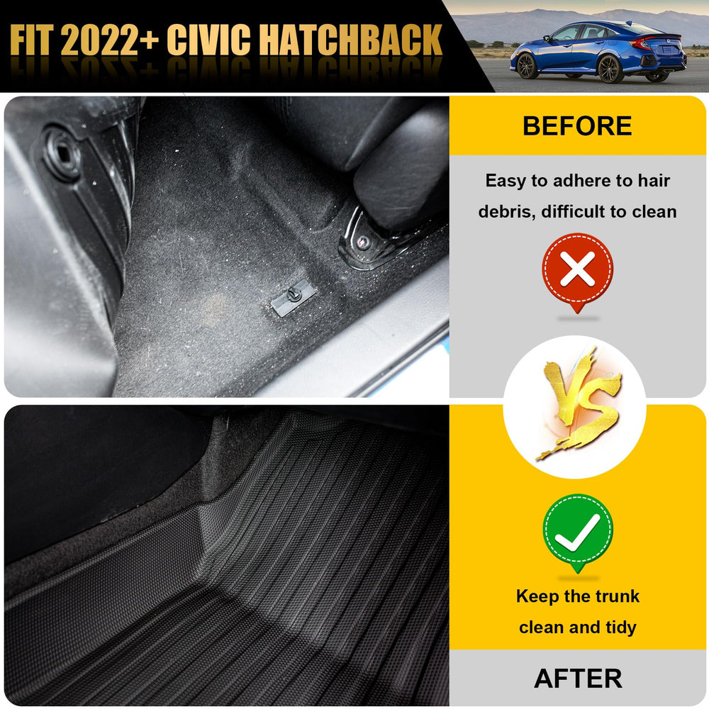 Maxzina Honda Civic Hatchback front floor mats protecting the driver and passenger side