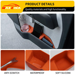 Maxzina Maverick interior organization showing vibrant orange trays