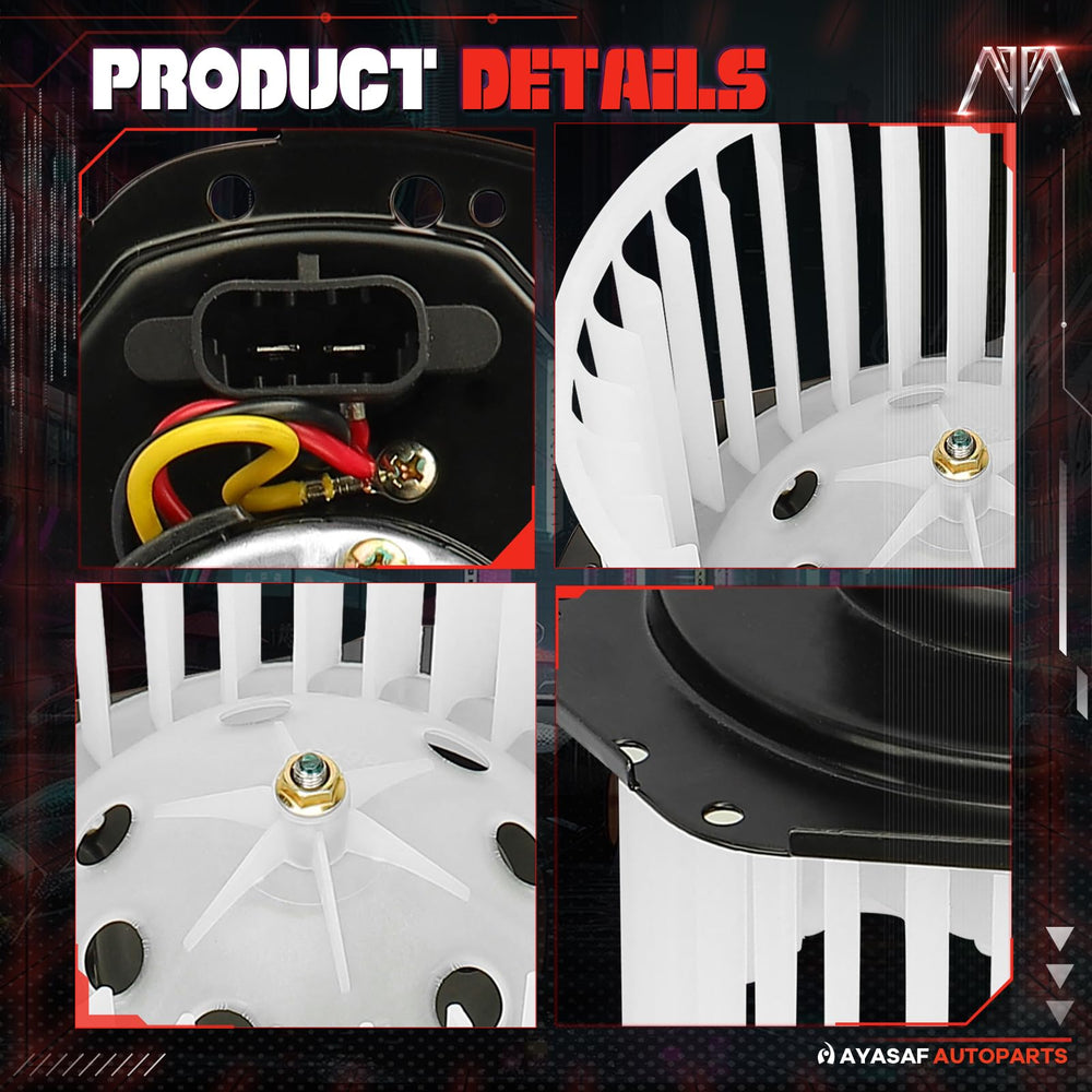 MAYASAF blower motor assembly compatibility chart image for confident vehicle selection.