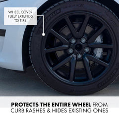 Mayde 18-inch Tesla wheel cover close-up texture highlights matte surface.