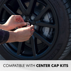 Mayde 18-inch Tesla wheel cover packaging image demonstrates kit contents.