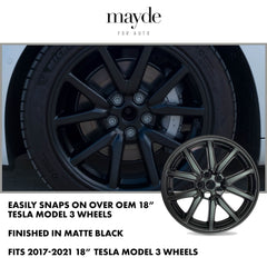 Mayde 18-inch Tesla wheel cover rear view protects hub area.