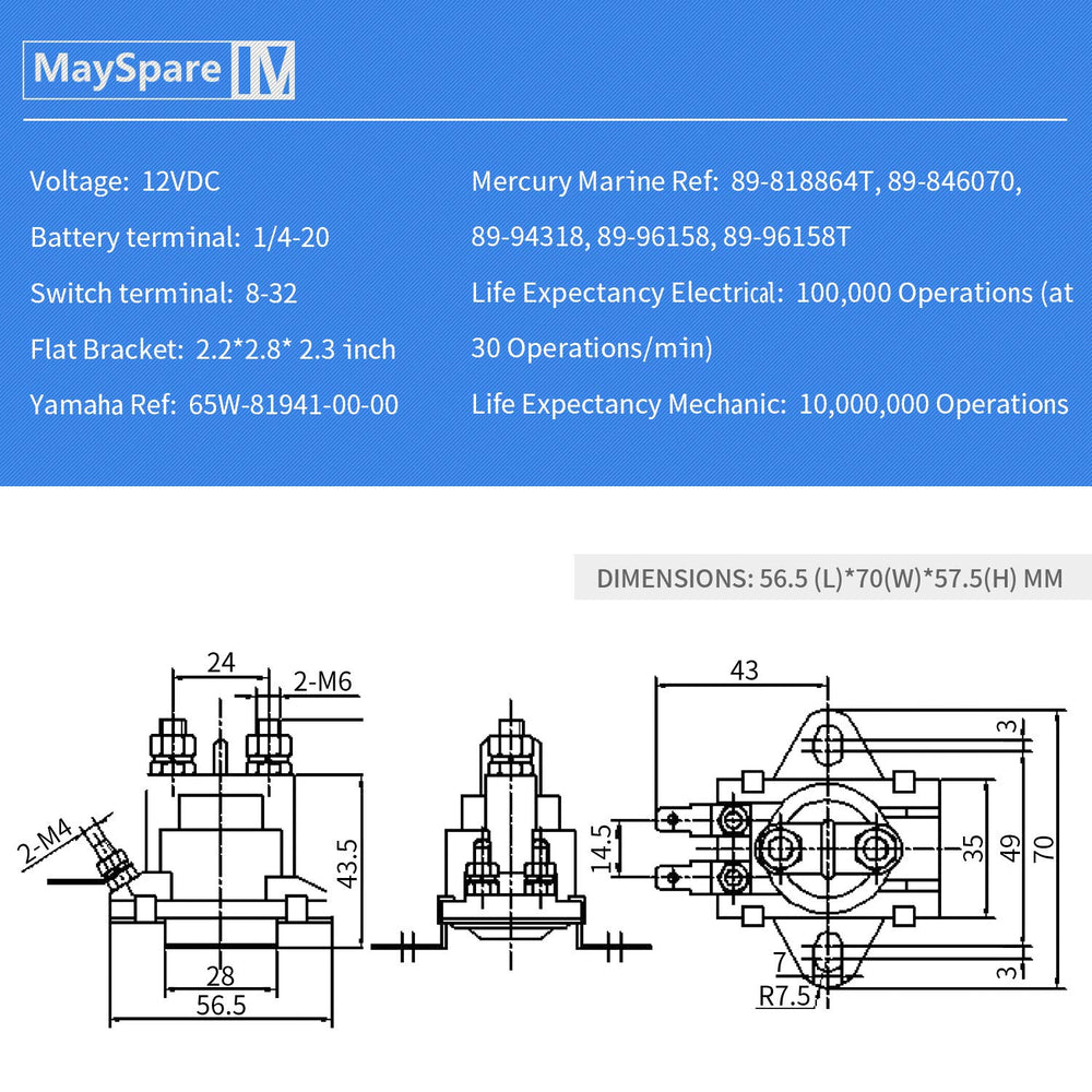 MaySpare power trim solenoid side mount design for easy Mercury installation