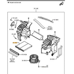 Installation-ready Mazda cabin air filter shown during vehicle fitment