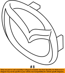 Mazda front logo emblem component, OEM replacement ensuring factory accuracy.