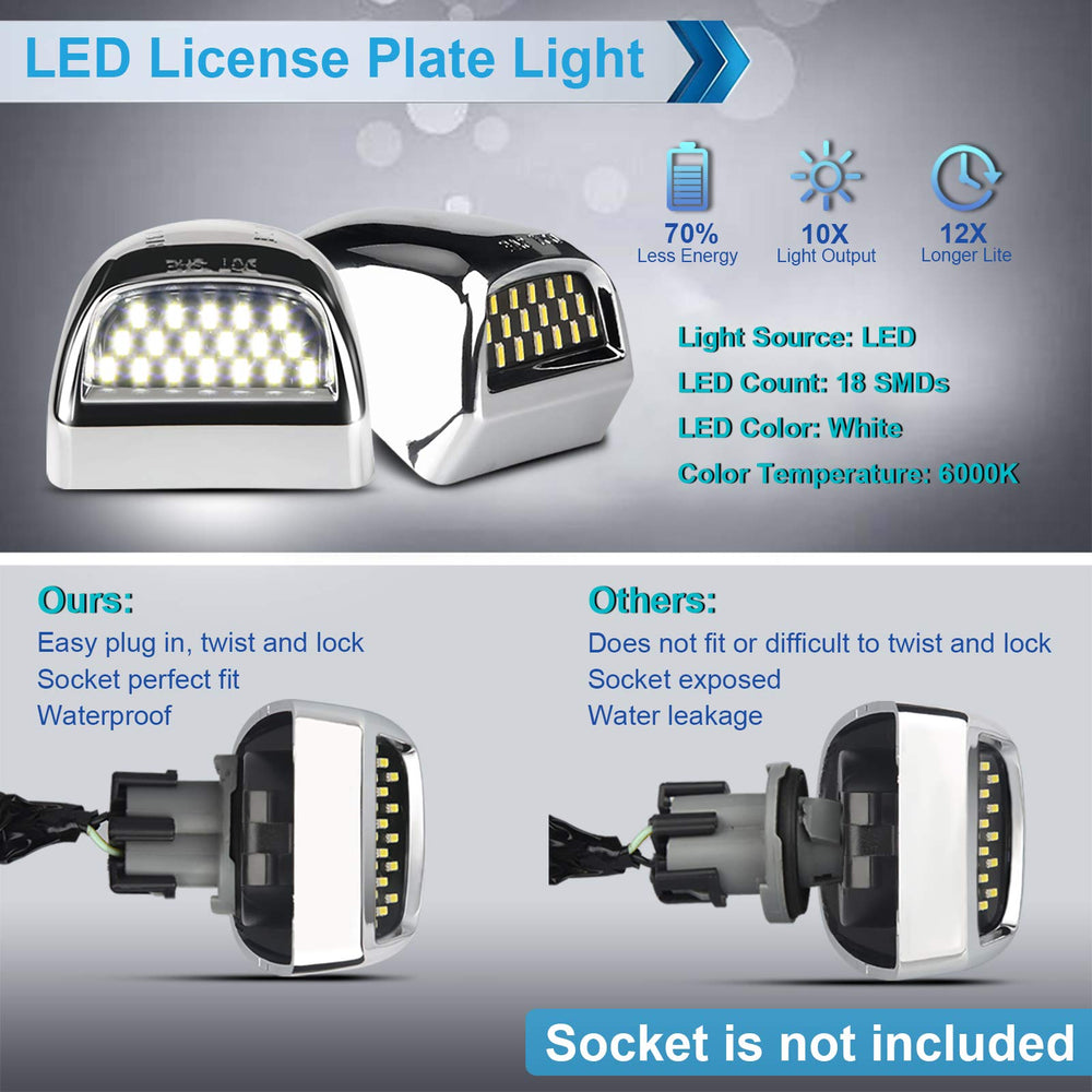 MbuyDIY chrome housing license plate lamps offer plug-and-play installation for quick upgrades
