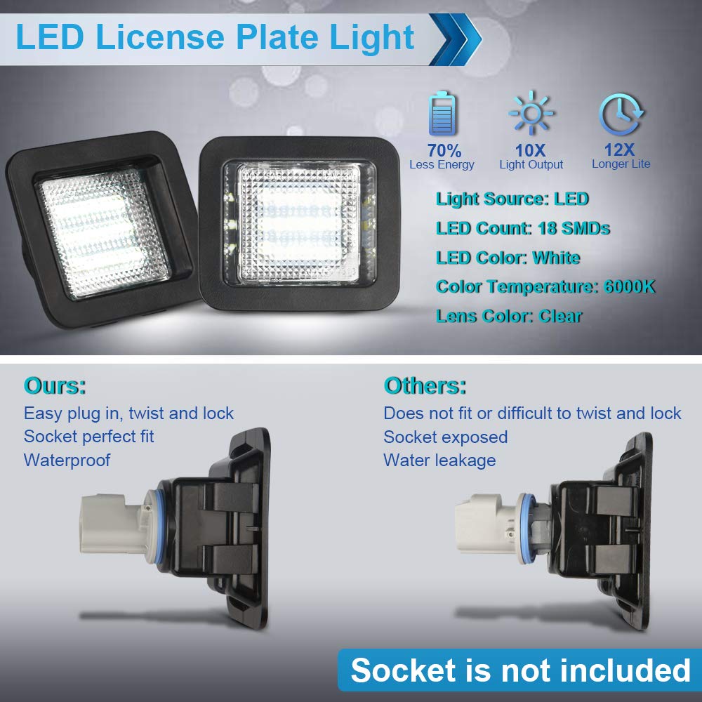 MbuyDIY license plate lights pack 2 for F-150 installation.