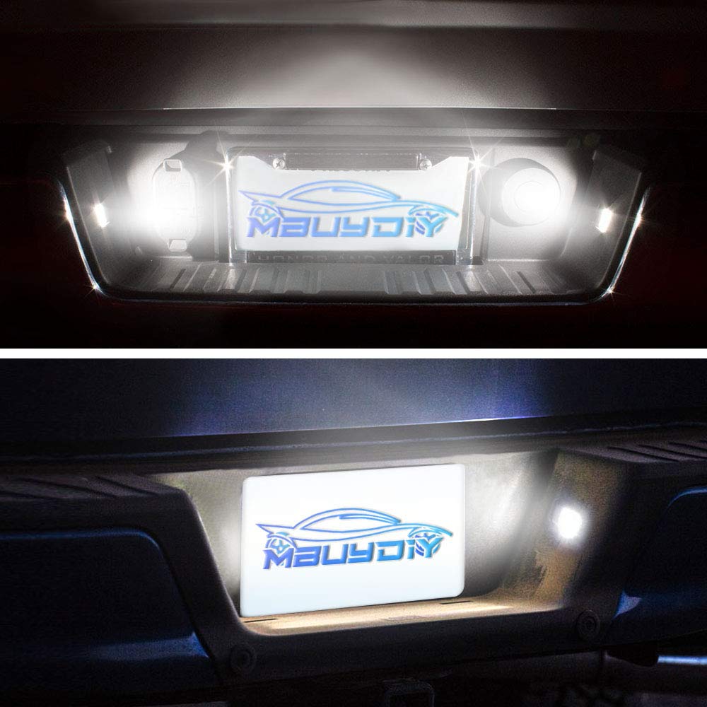 MbuyDIY license plate lights compatibility table—clear coverage for Silverado and Canyon.