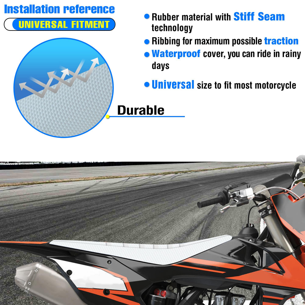 MCHMFG universal ribbed seat cover fits a wide range of dirt bikes with a generous 850x440mm sheet.