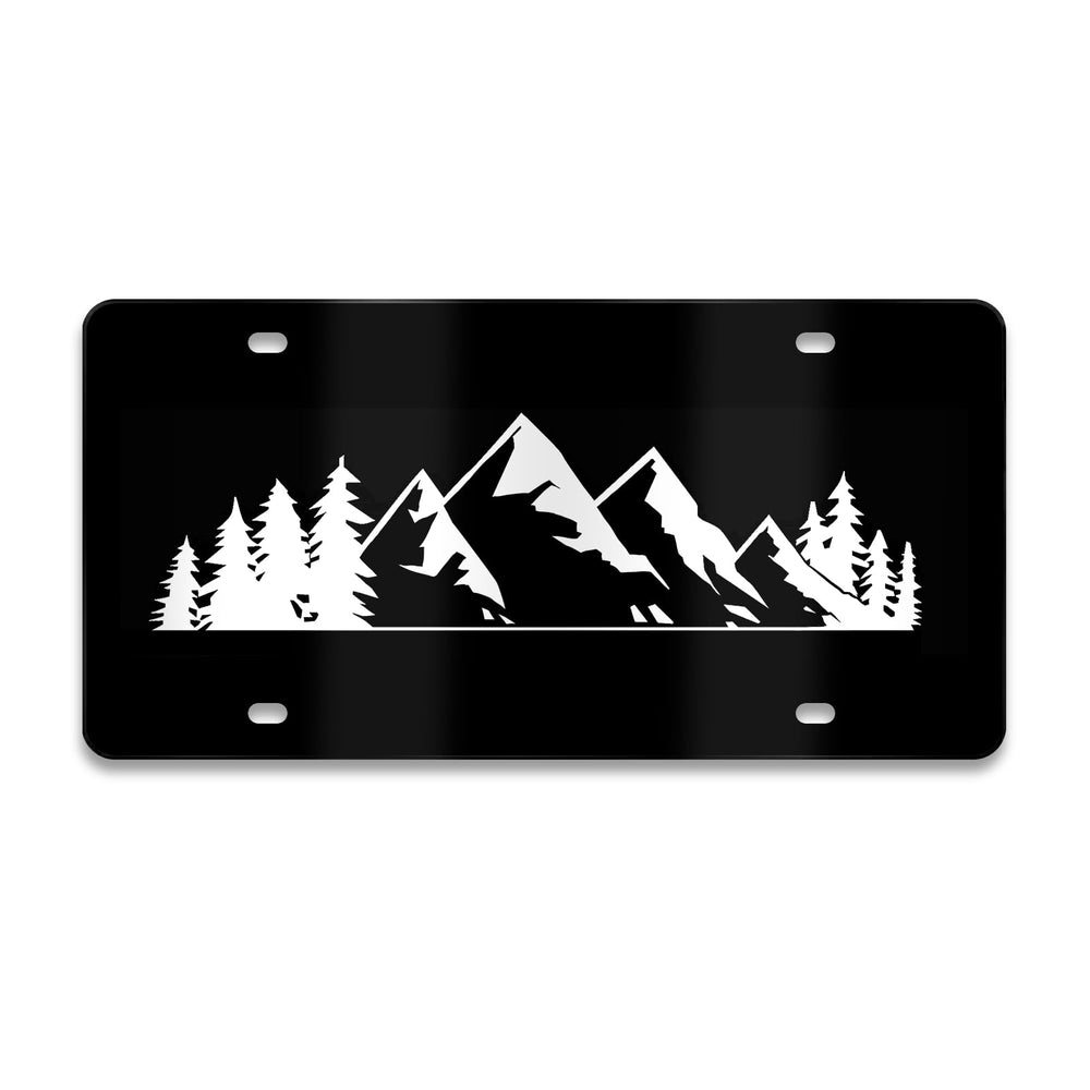 MCIAONE mountain license plate front view with four holes for easy mounting.